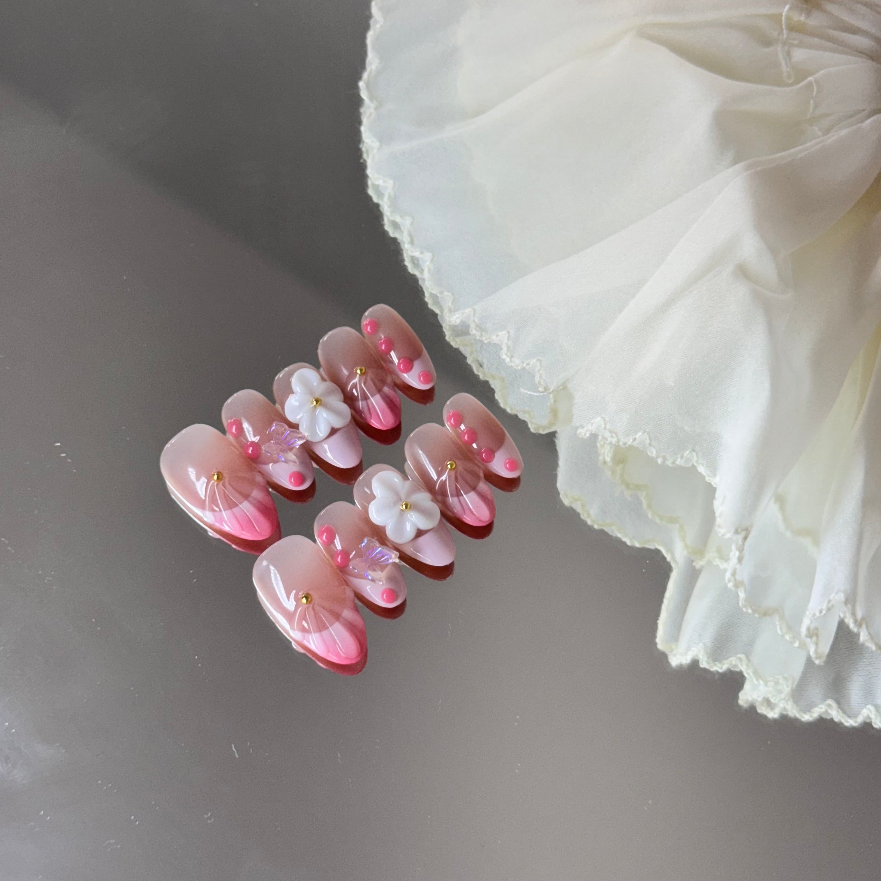 Pink Blossom Dreamy Gradient Press-On Nails