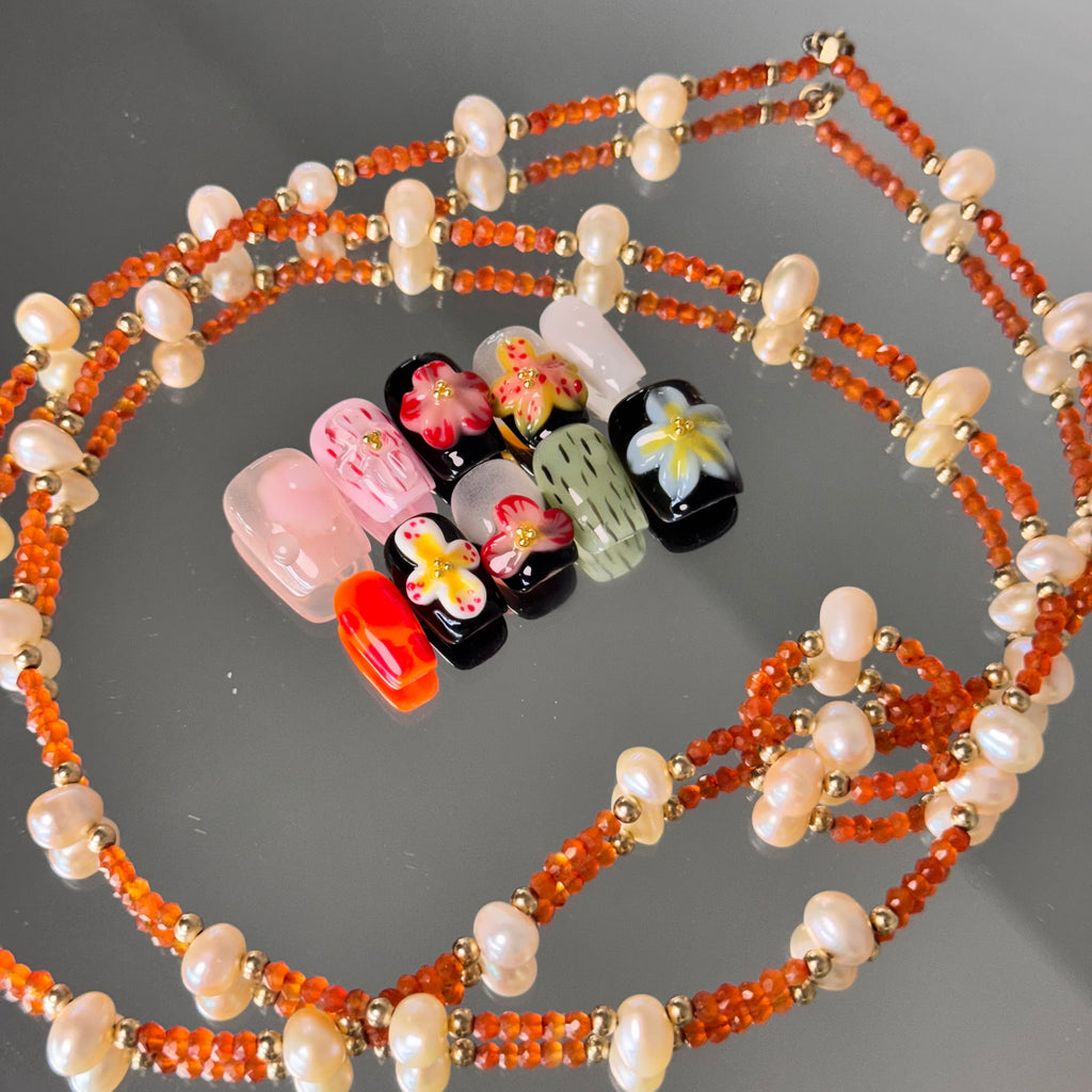 Tropical Garden 3D Mixed-Color Press-On Nails