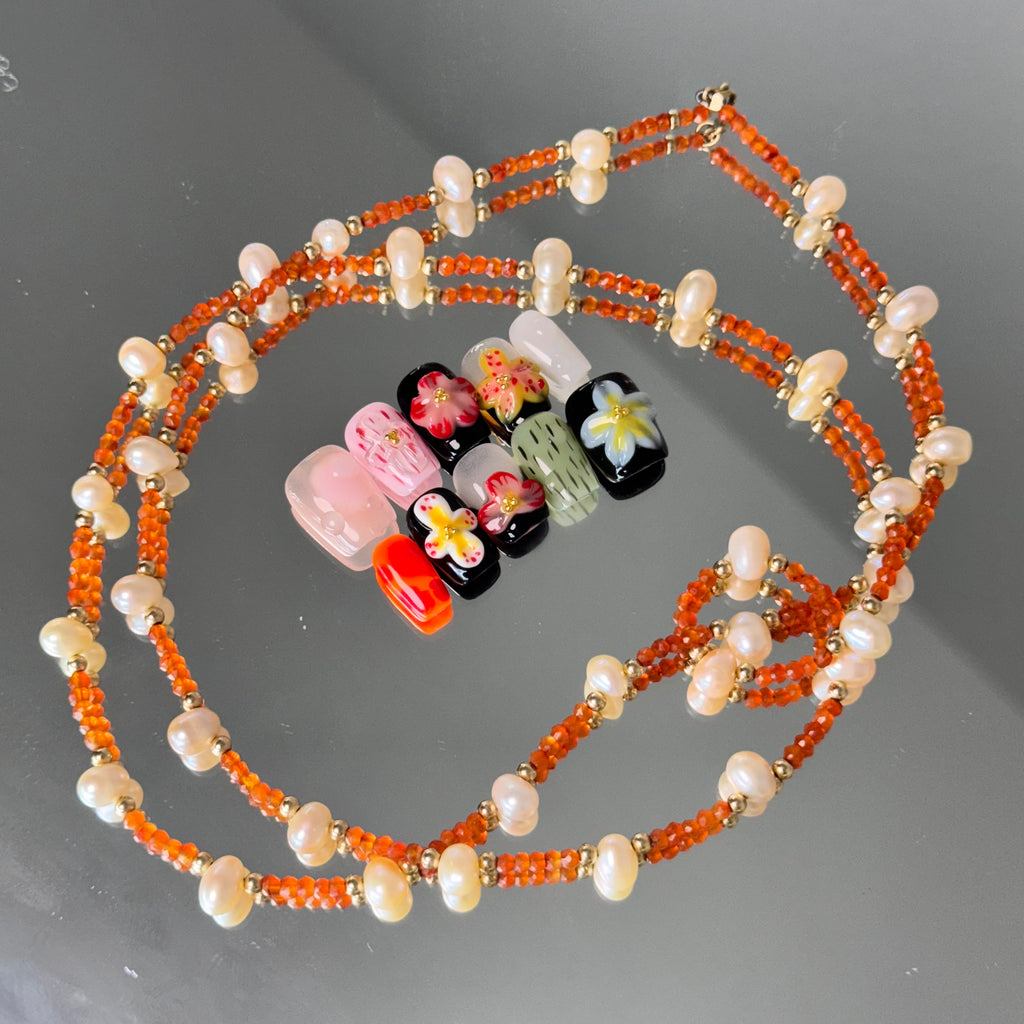 Tropical Garden 3D Mixed-Color Press-On Nails